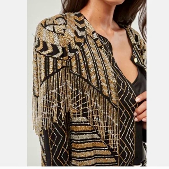 Seta Jackets & Blazers - Seta Eclair Sequin Beaded Jacket Black/Gold/Silver Size S NWT